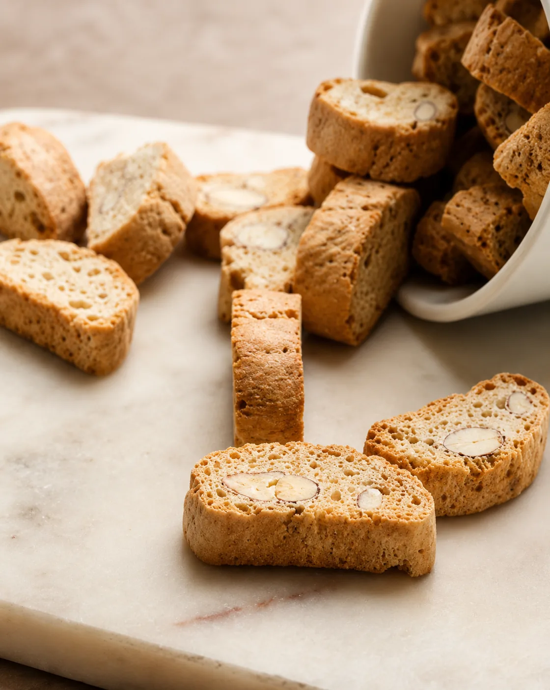 Biscotti artesanal com amêndoas em mármore